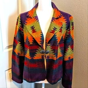 Coldwater Creek tribal pattern coat